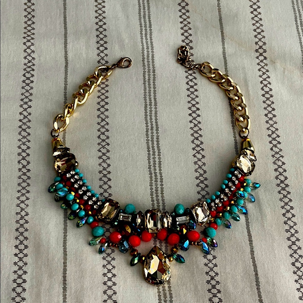Elegant Gold and Red Statement Necklace